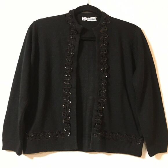 Sidney Gould Size Medium Cashmere Sweater Black Women's  bling - Picture 6 of 9